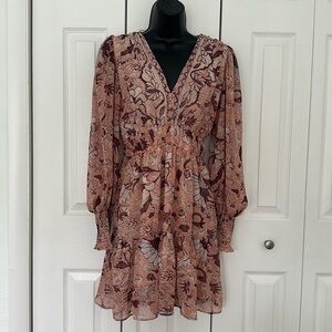Anthropologie Rosewood Floral V-Neck Tiered Dress